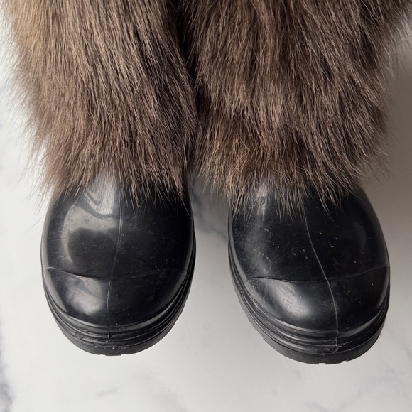 Marni real genuine fur rubber Wellington boots size 8 - Picture 6 of 9